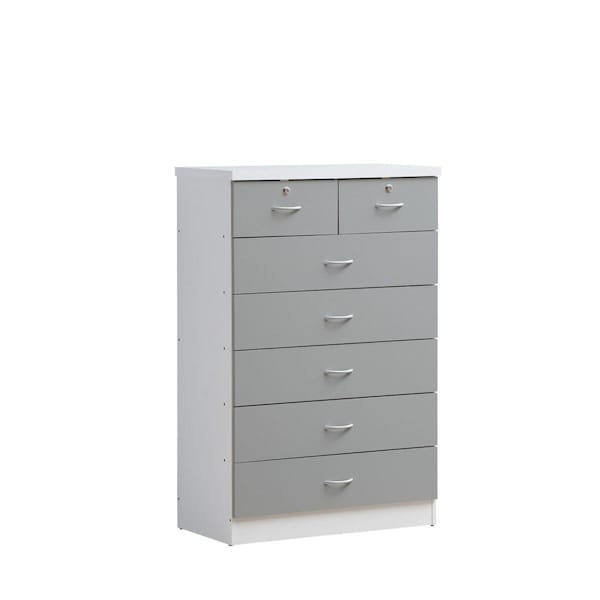 Hodedah HI70DR GREY 48 x 18 x 31.5 in. 7-Drawer Chest with Locks on 2-Top Drawers; Grey HI70DR GREY - main